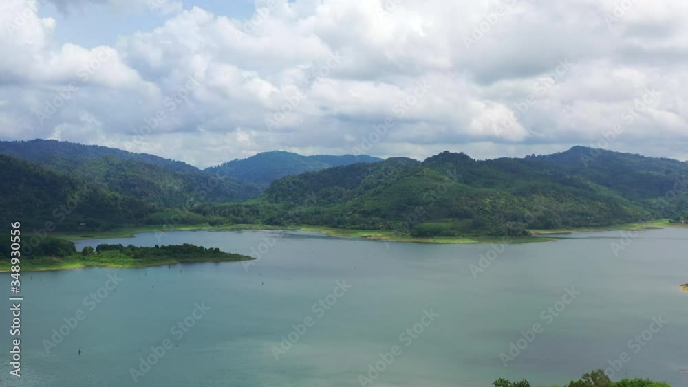 Water dam and reservoir lake aerial view drone 4k footage in mountains From Thailand Water dam and reservoir lake aerial view drone 4k footage in mountains From Thailand