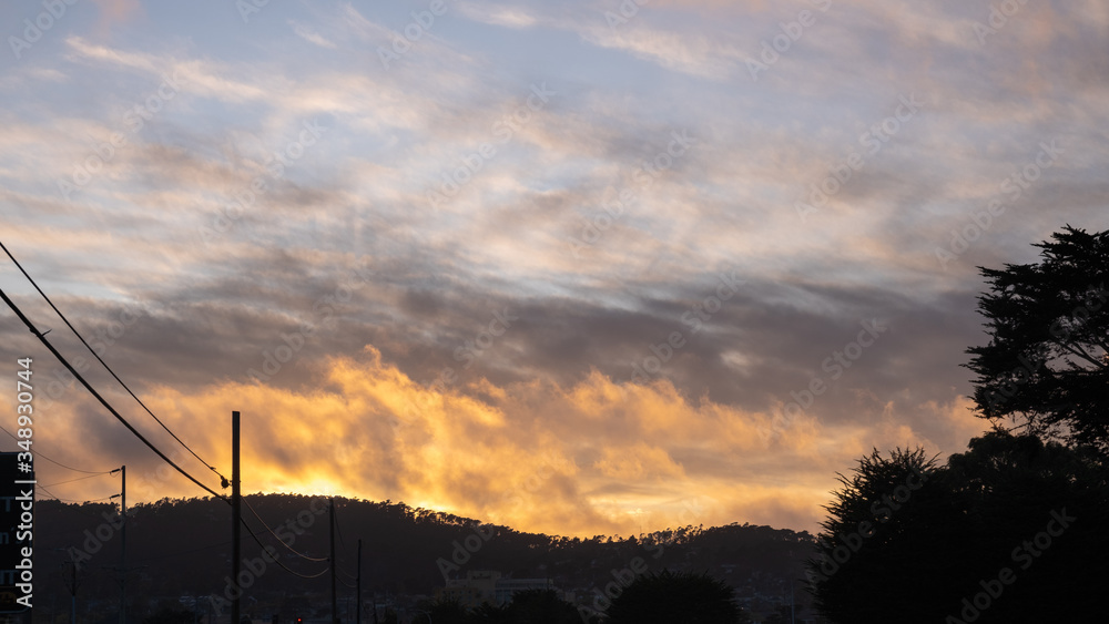 sunset over the mountains, california sunset over the mountains, california
