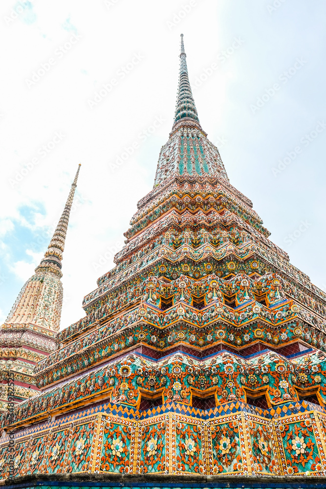 Chedi at Wat Pho, Pho temple, 
 'Temple of the Reclining Buddha' Bangkok Thailand.