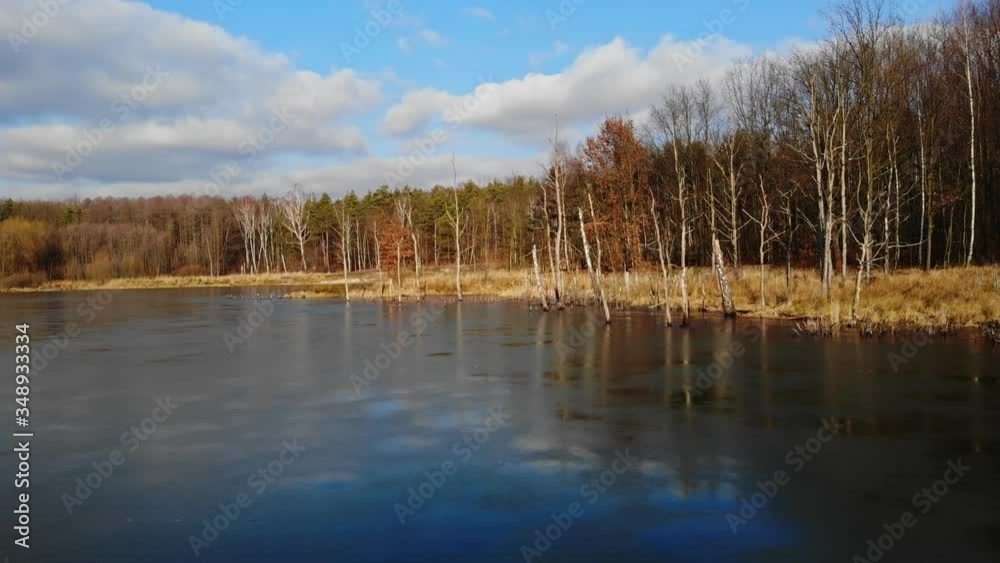 Mining excavation flooded with water. Mining excavation flooded with water.