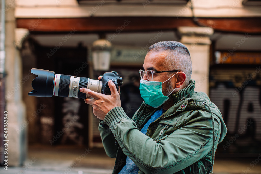 Professional photographer working in pandemic period Professional photographer working in pandemic period