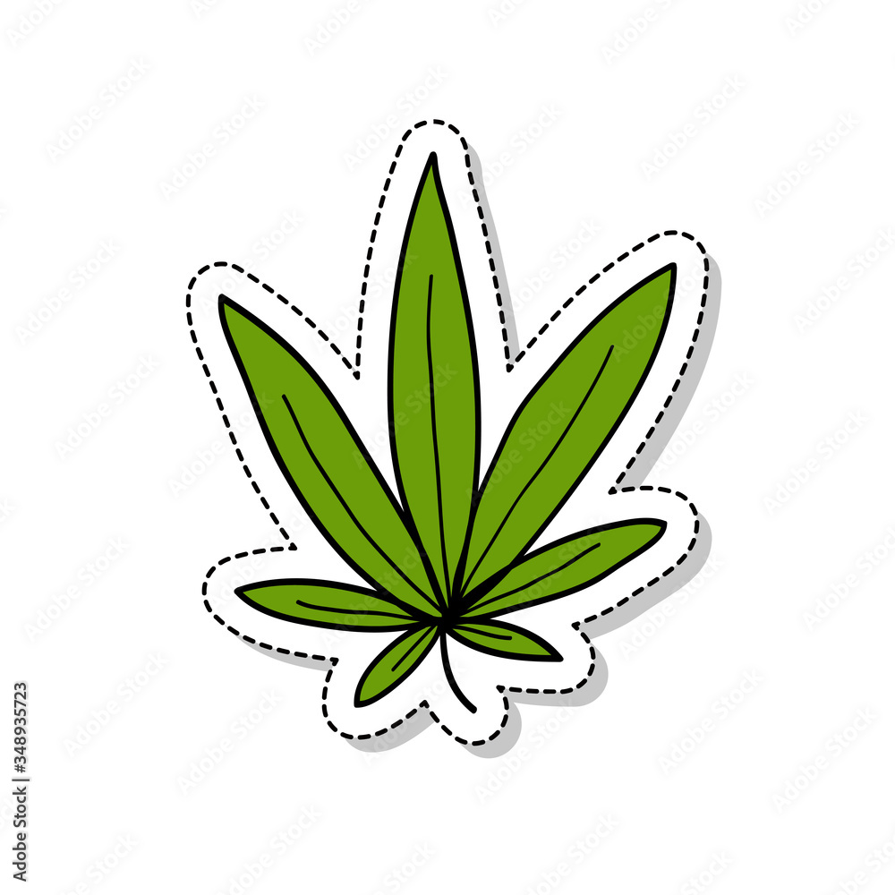 cannabis, marijuana leaf sticker doodle icon cannabis, marijuana leaf sticker doodle icon