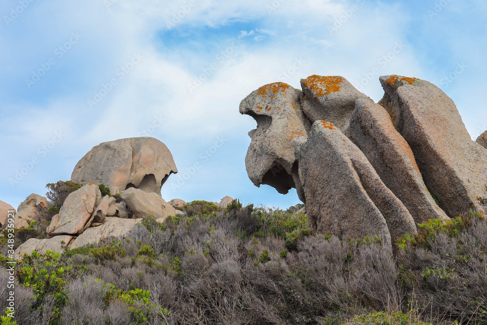 La Maddalena, Sardinia, Italy - Natural sculptures face each other in the green of the island
