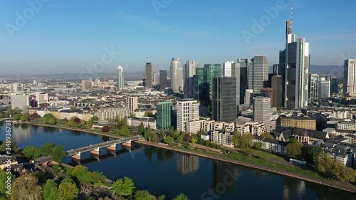 Aerial view of financial district, Frankfurt am Main, Hesse, Germany photo