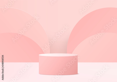 Minimal Podium and scene with 3d render vector in abstract pink background composition, 3d illustration mock up scene geometry shape platform forms for product display. stage for awards in modern.