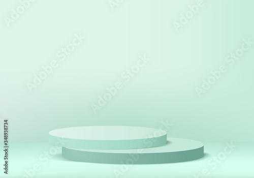 Minimal green Podium and scene with 3d render vector in abstract background composition  3d illustration mock up scene geometry shape platform forms for product display. stage for awards in modern.