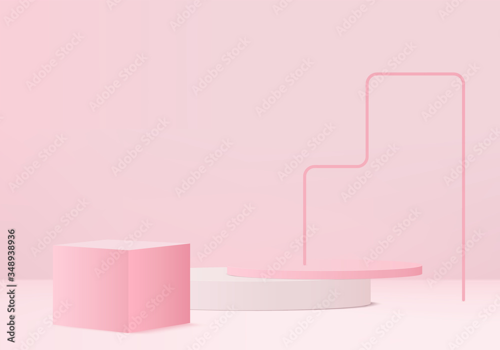 Minimal Podium and scene with 3d render vector in abstract pink background composition, 3d illustration mock up scene geometry shape platform forms for product display. stage for awards in modern. Minimal Podium and scene with 3d render vector in abstract pink background composition, 3d illustration mock up scene geometry shape platform forms for product display. stage for awards in modern.