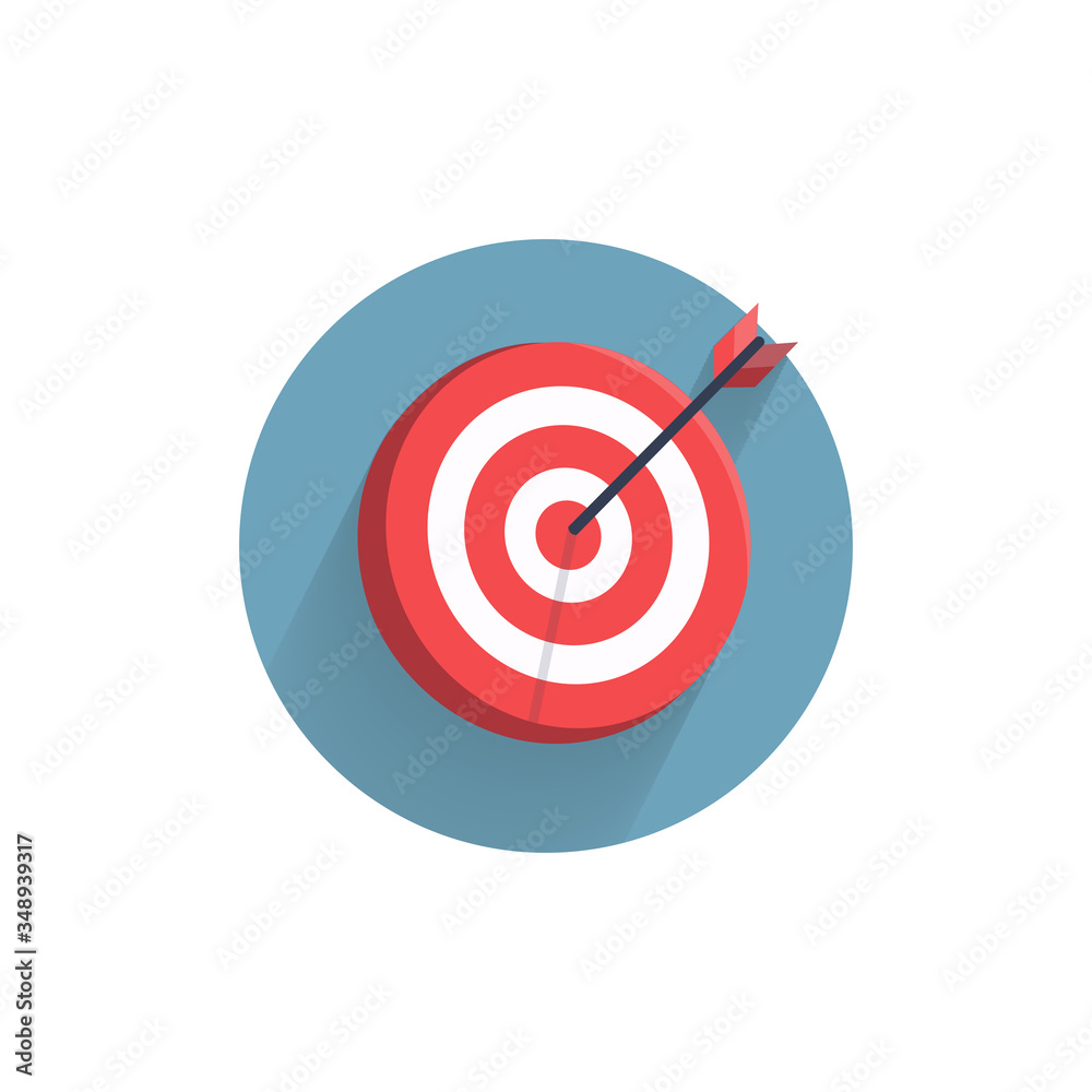 target icon. dart board. archery board colorful flat icon with long shadow. dart flat icon