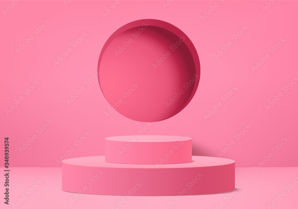 Minimal Podium and scene with 3d render vector in abstract pink background composition, 3d illustration mock up scene geometry shape platform forms for product display. stage for awards in modern. Minimal Podium and scene with 3d render vector in abstract pink background composition, 3d illustration mock up scene geometry shape platform forms for product display. stage for awards in modern.