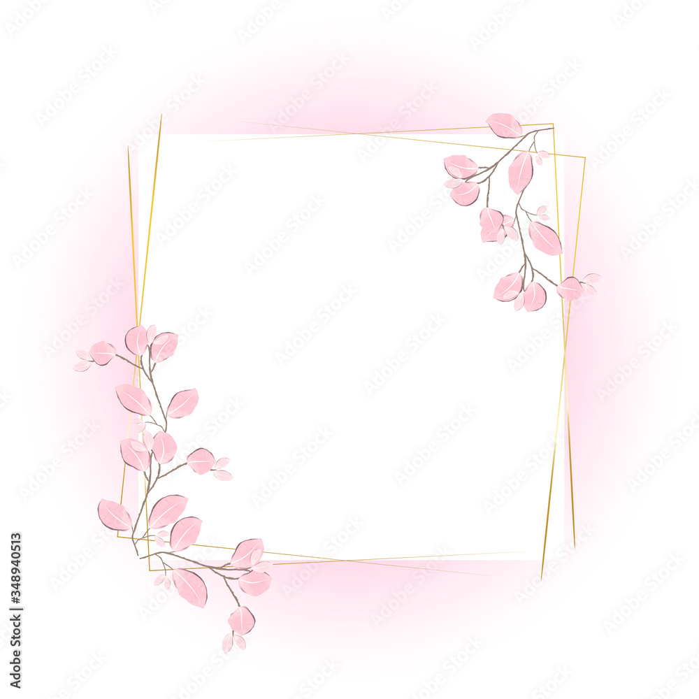 Watercolor frame with pink floral concept