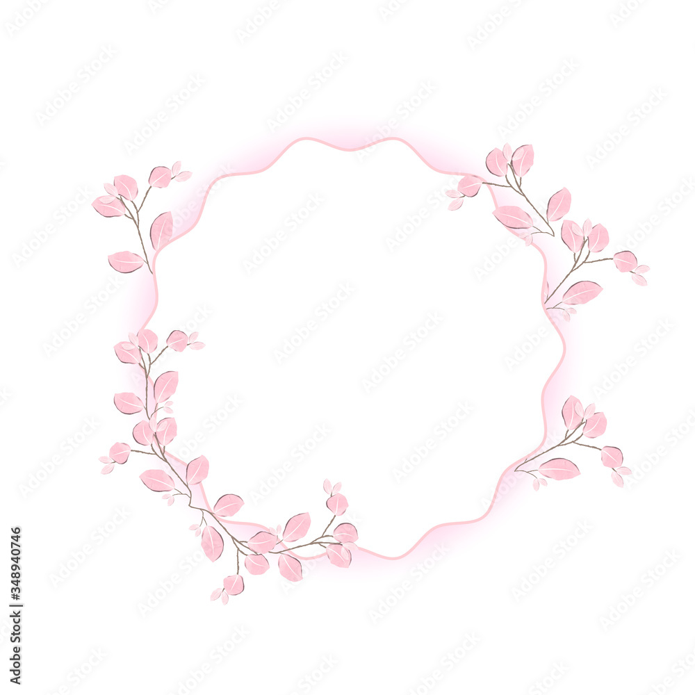 Watercolor frame with pink floral concept