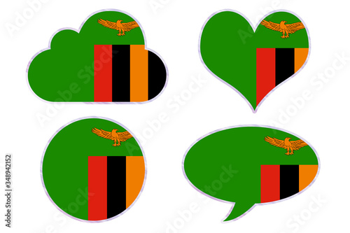 Zambia flag in different shapes