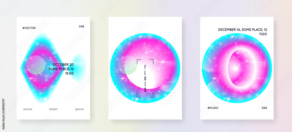 Astronomy flyer with galaxy shapes and star dust.