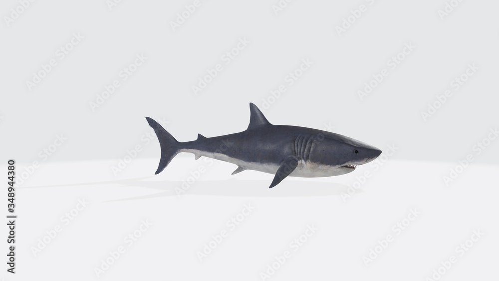 Naklejka premium 3d illustration of shark. 3d model of fish with open mouth.