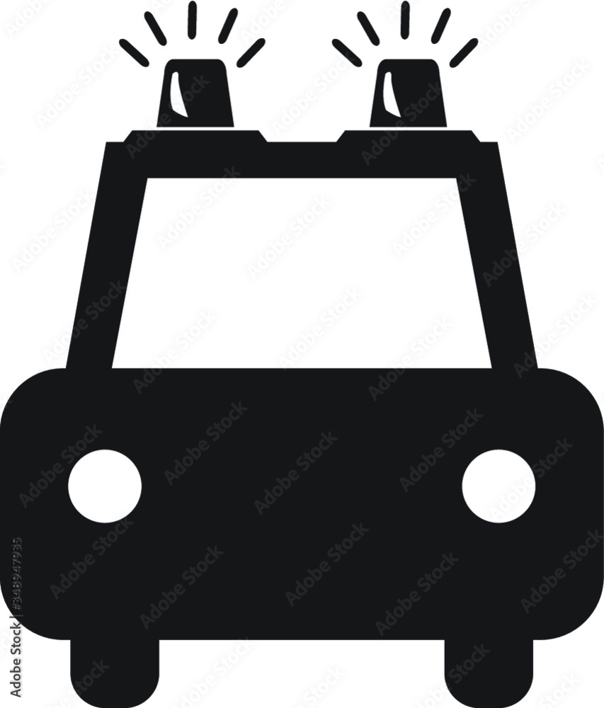 Fototapeta premium Police car with siren vector icon simple design