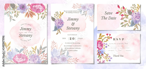 wedding invitation with splash floral watercolor © tirtafloo