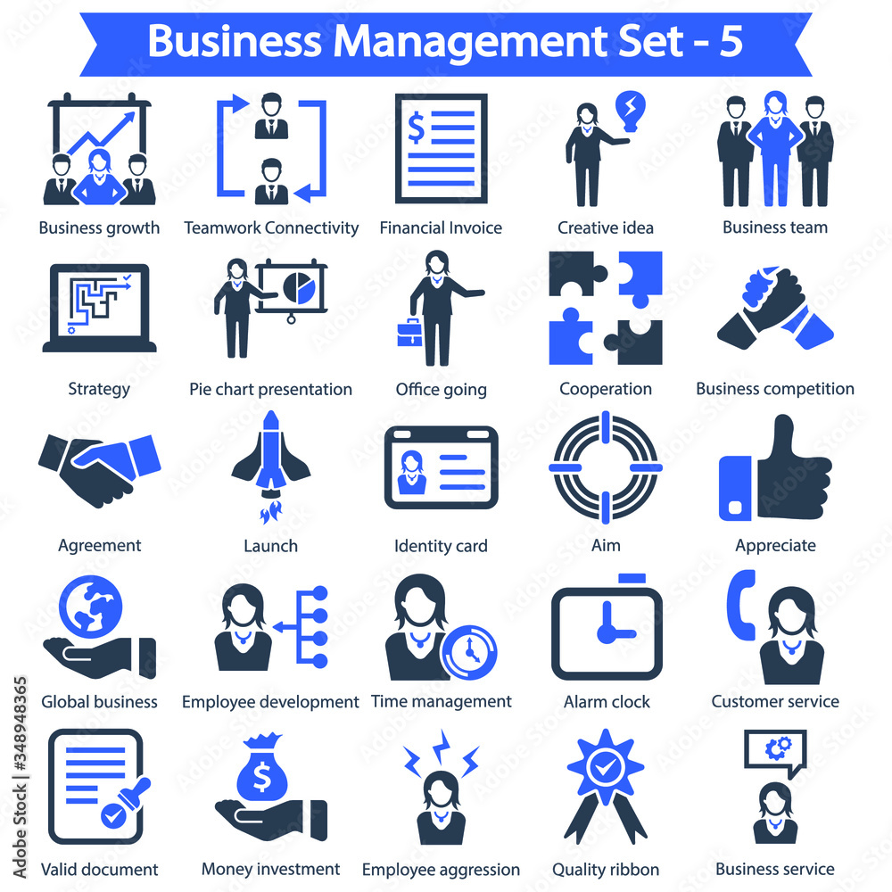 Fototapeta premium Business management Icon set 5 - Blue series