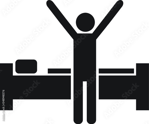 Wake up early vector icon design, man next to bed