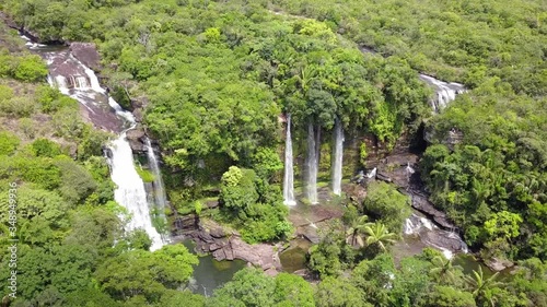 Aerial Waterfall with Drone in Colombia Jungle Cano Canoas (ID: 348949936)