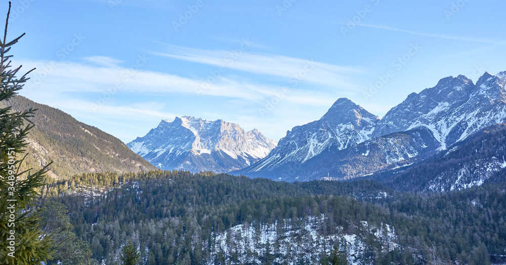 The Zugspitze in the evening sun - Germany's highest mountain