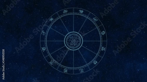 Blue Horoscope and starry sky, Zodiac signs