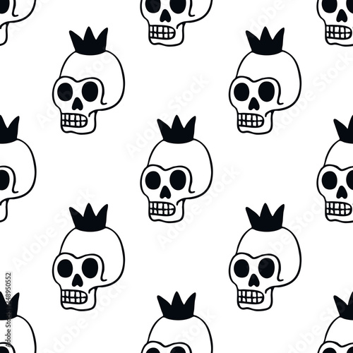 skull illustration traditional tattoo flash seamless doodle pattern