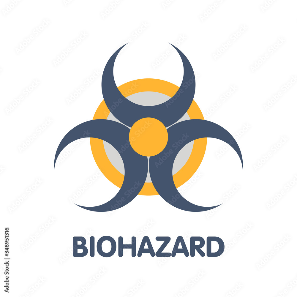 Icon Biohazard flat style icon design illustration on white background Icon Biohazard flat style icon design illustration on white background