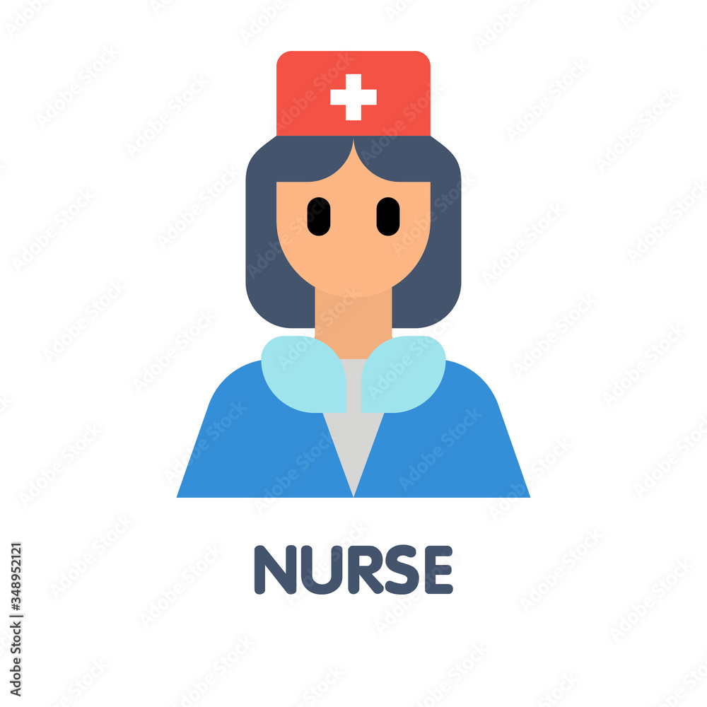 Icon Nurse flat style icon design illustration on white background Icon Nurse flat style icon design illustration on white background