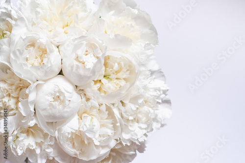 White peony bouquet With copy space 