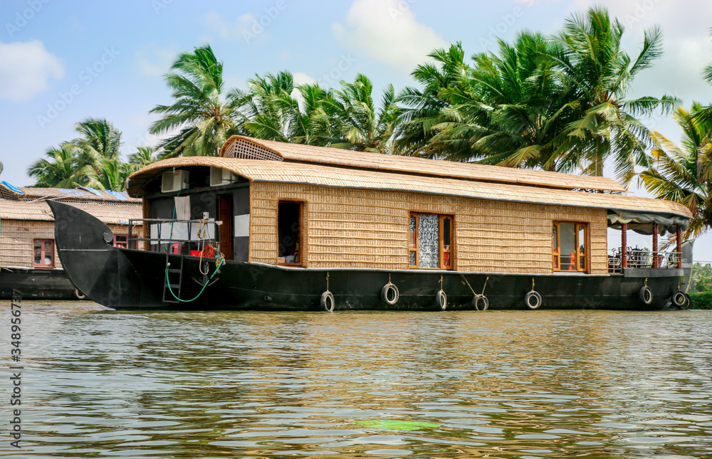 Backwaters boathouse at Kerala India