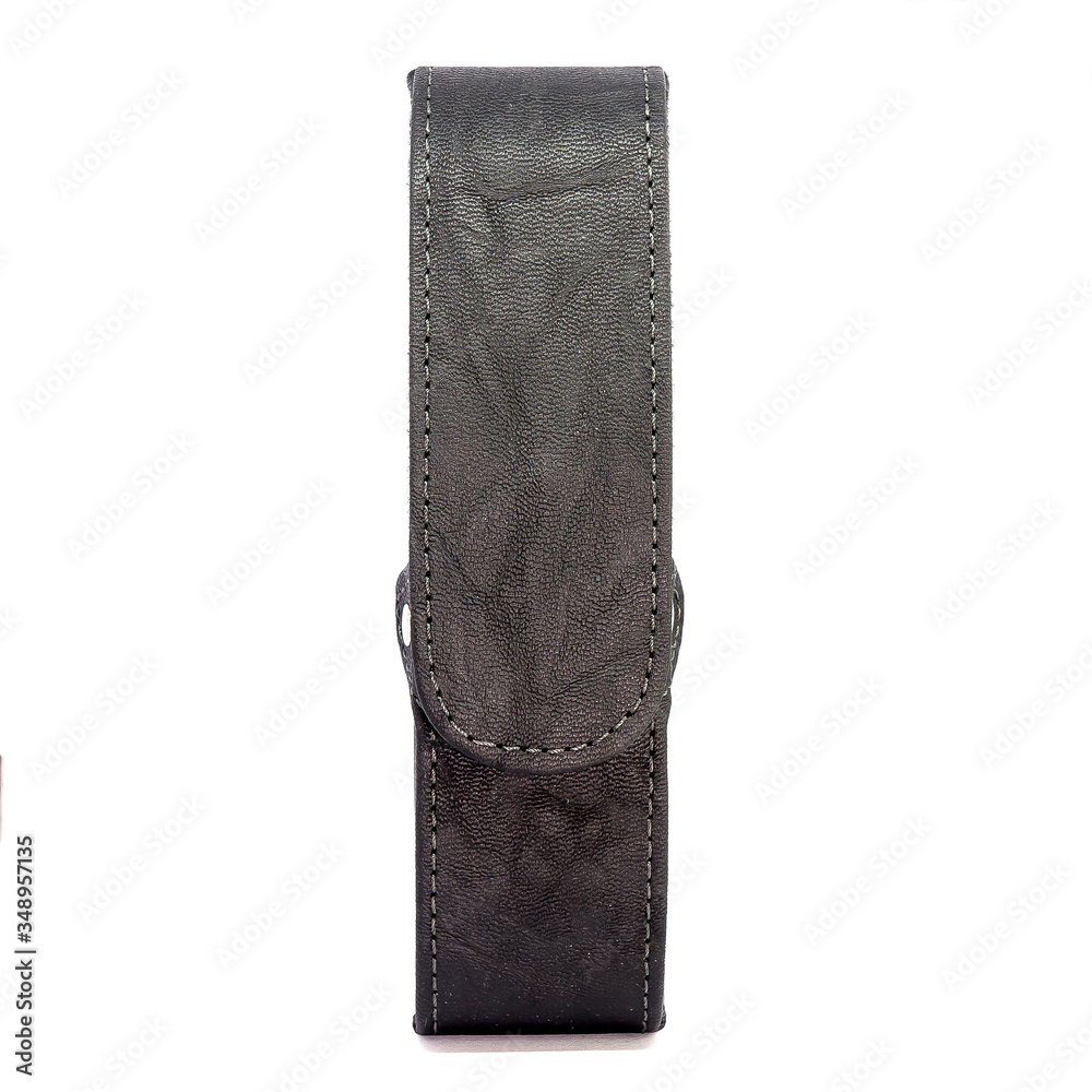 Genuine leather glasses case on white background isolated Genuine leather glasses case on white background isolated