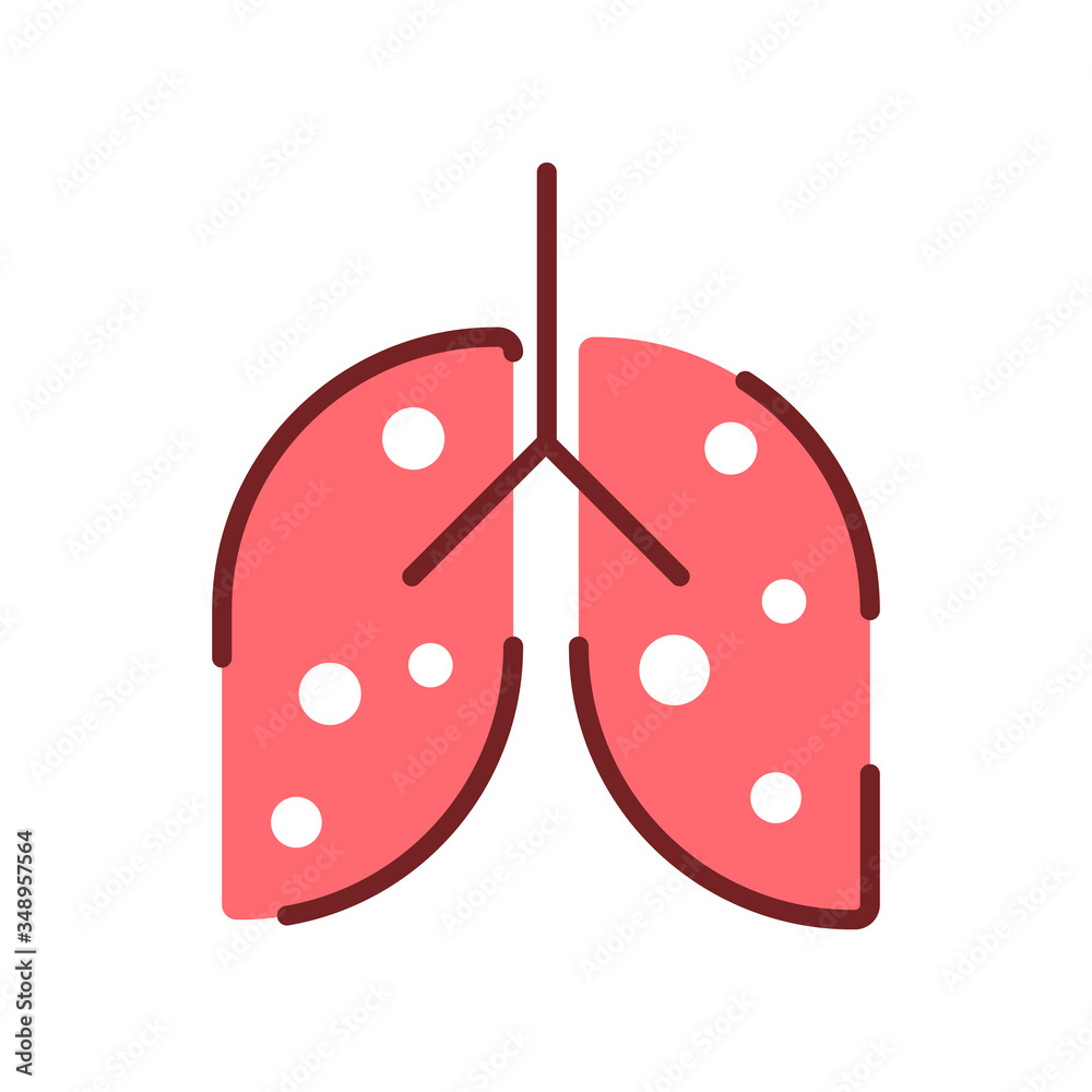 Fototapeta premium Pneumonia, human lung inflammation, coronavirus progression flat illustration