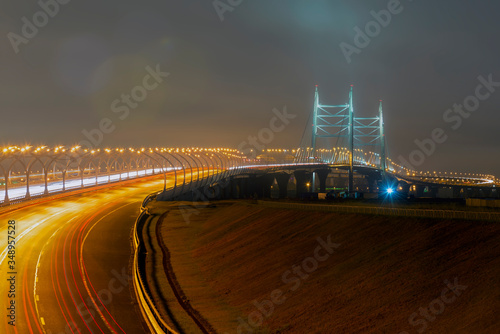 Part of Highway and Bridge at night photo