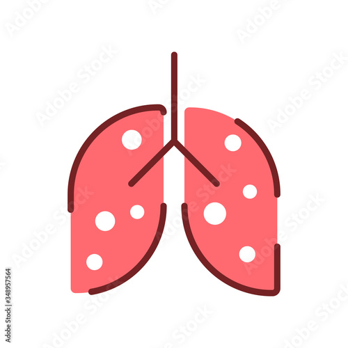 Pneumonia, human lung inflammation, coronavirus progression flat illustration © Janna Mudrak