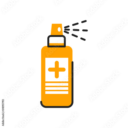 Antiseptic spray, antibacterial agent in bottle flat illustration