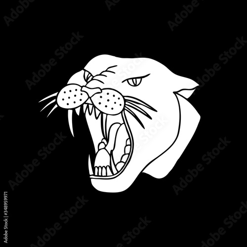 panther traditional tattoo flash