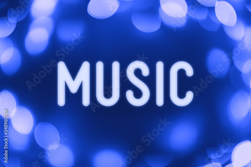 Music - word on a blue background