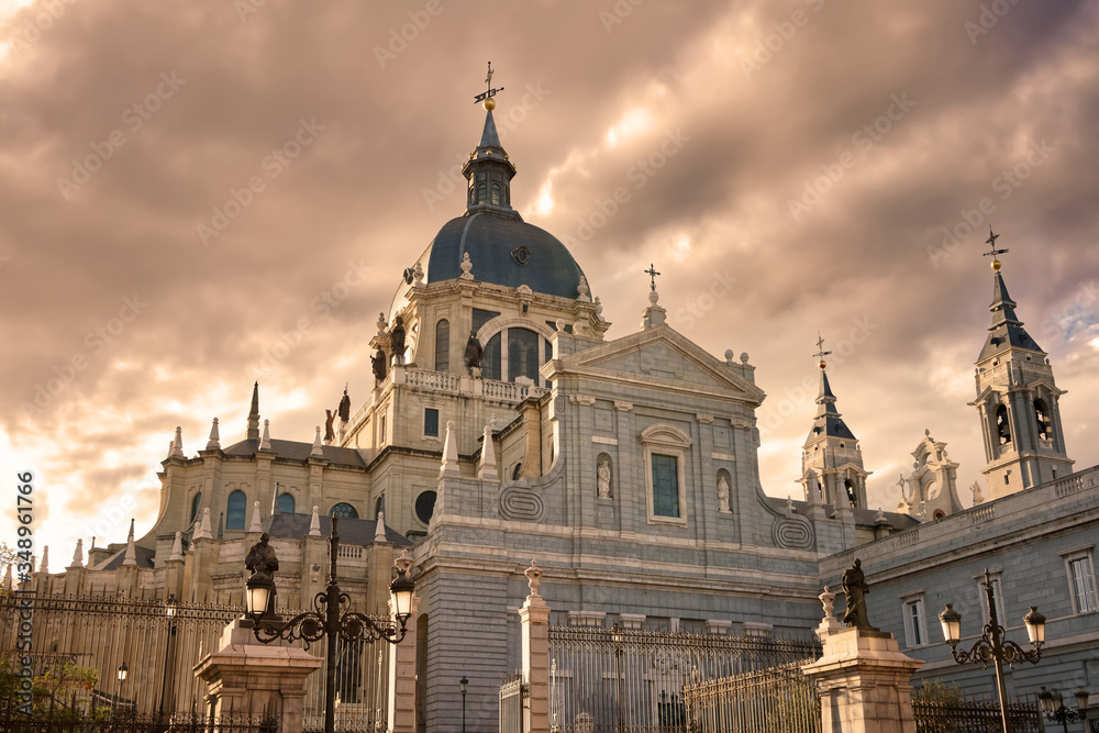 Almudena Cathedral, Santa Maria la Real de La Almudena, Catholic church in Madrid, Spain. 