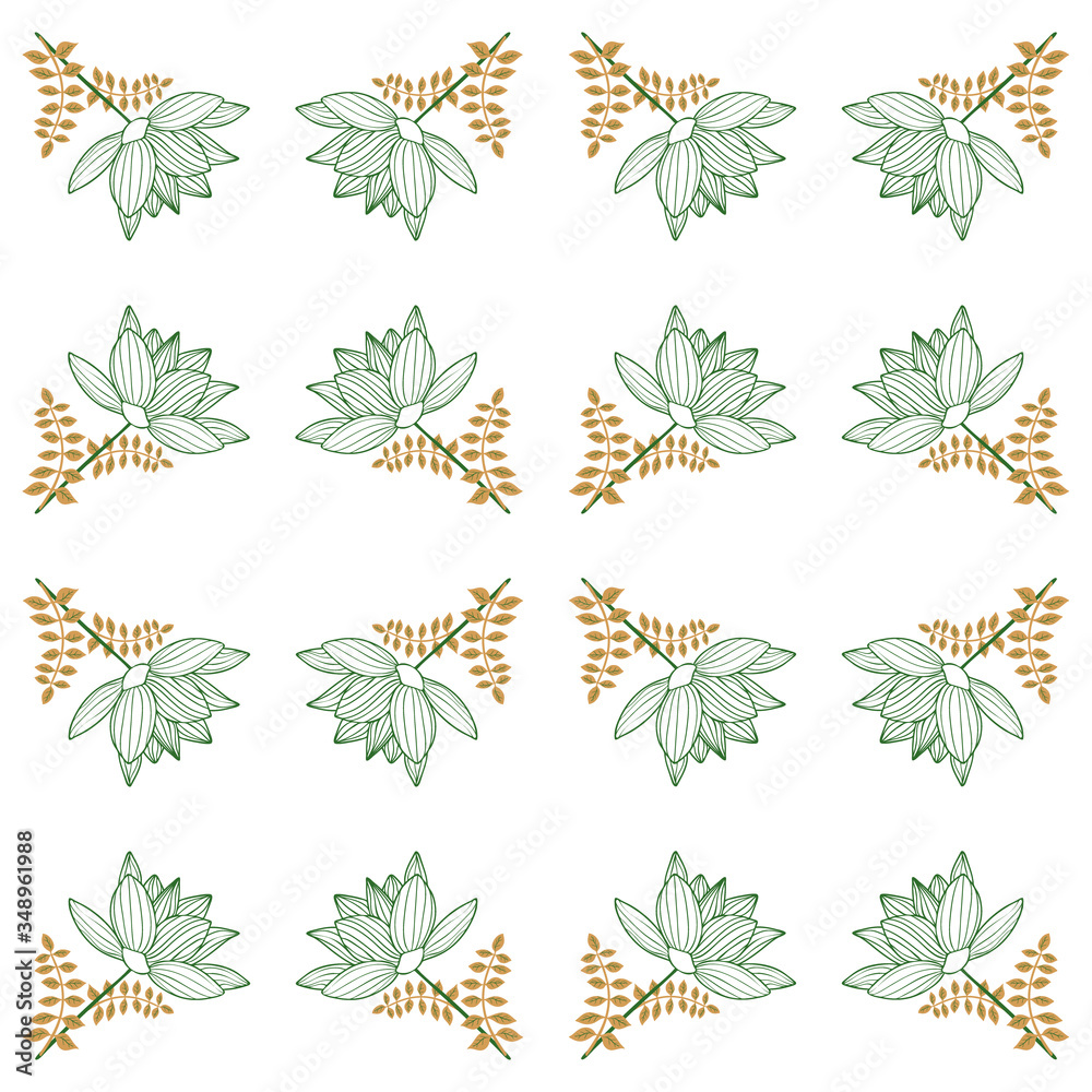 Seamless vector floral pattern with big flowers for decoration, print, textile, fabric, stationery, wallpaper