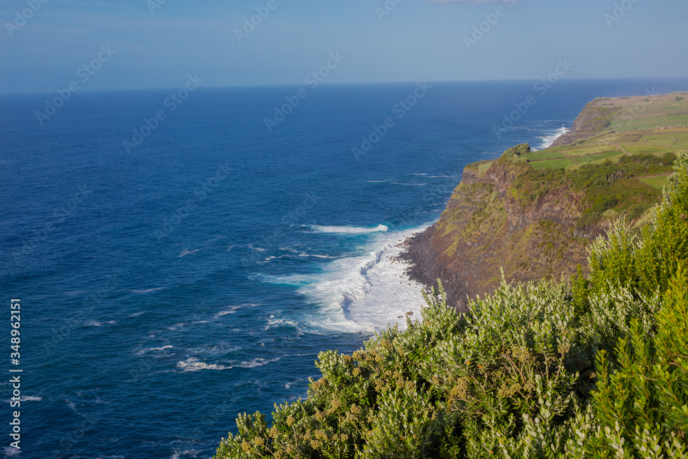 Cliffs and Atlantic ocean view from the observation deck Vigia das Baleias, Terceira. Cliffs and Atlantic ocean view from the observation deck Vigia das Baleias, Terceira.