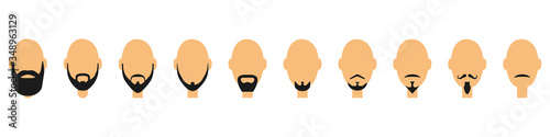 Set of beards and mustaches. Haircut beards. The concept of a hairdresser. Flat style 