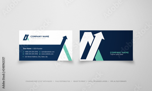Letter A and arrow accounting design business card template