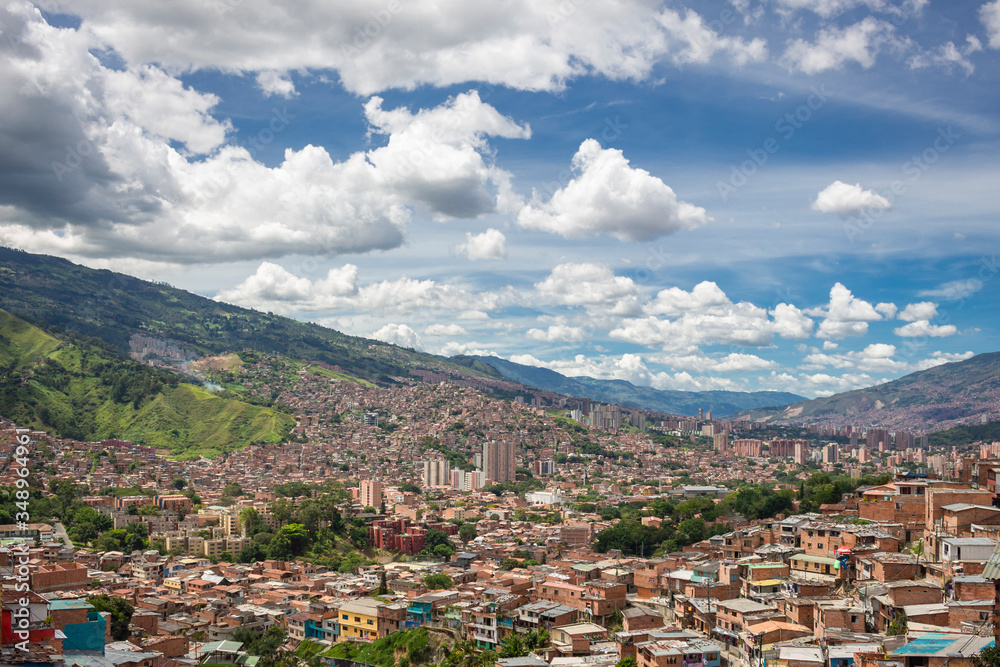 Medellín, Antioquia / Colombia February 25, 2018. Escalator of the commune 13 tourist zone of 