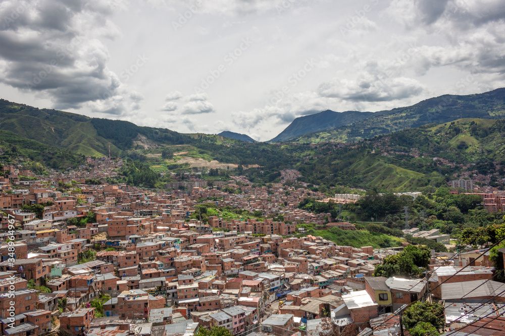 Medellín, Antioquia / Colombia February 25, 2018. Escalator of the commune 13 tourist zone of 