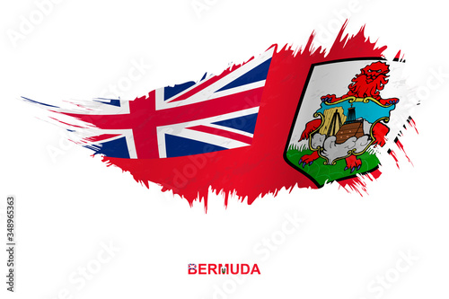 Flag of Bermuda in grunge style with waving effect.