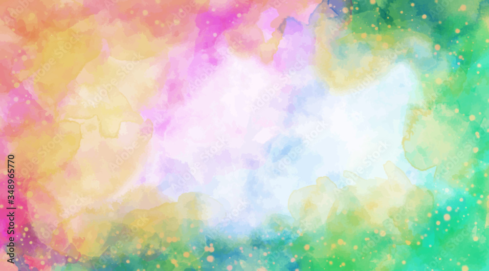 Beautiful wallpaper HD splash watercolor multicolor blue pink, pastel color,  abstract texture background. For google slides/lettering background.  Rainbow color, sky, brush strokes wash, Galaxy style. Stock 벡터 | Adobe Stock