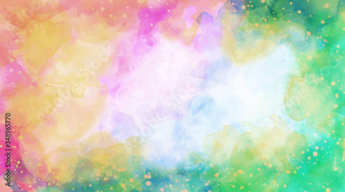 Beautiful wallpaper HD splash watercolor multicolor blue pink, pastel color, abstract texture background.  For google slides/lettering background. Rainbow color, sky, brush strokes wash, Galaxy style.