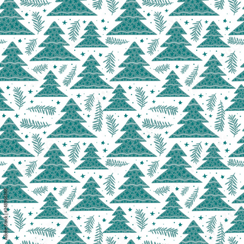 Merry Christmas and Happy New Year seamless pattern illustration. Trendy style. Vector design template. Design for poster, card, invitation, placard, brochure, flyer.