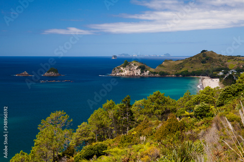 View of Hahei beach and the Coromandel Peninsula on the North island of New Zealand © Claudia