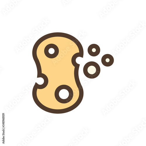 Vector color icon of sponge in foam